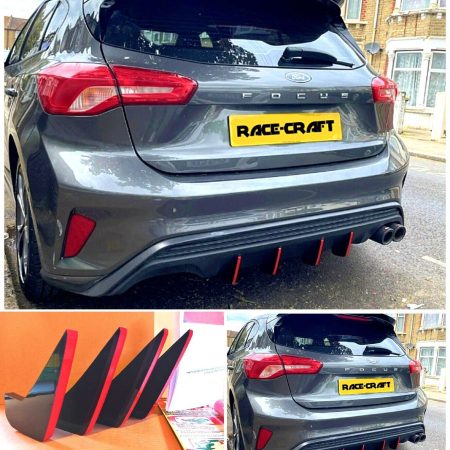 "Fit's" Ford Focus MK4 ST-LINE DIFFUSER FINS X4 2018-RED TRIM ST LINE ADHESIVE K