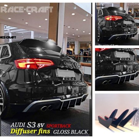"FOR"Audi S3 8v"SPORTBACK"Diffuser Fin extensions,audi s3 8v 2016-2019 FACE LIFT