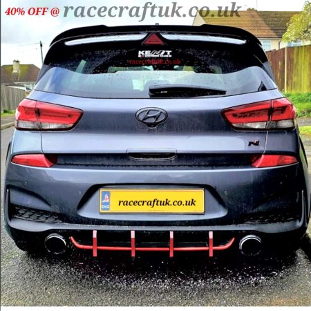 FITS Hyundai I30 N Performance Diffuser Fins RED & BLACK Hyundai i30 Nperformance/2.0 T-GDi