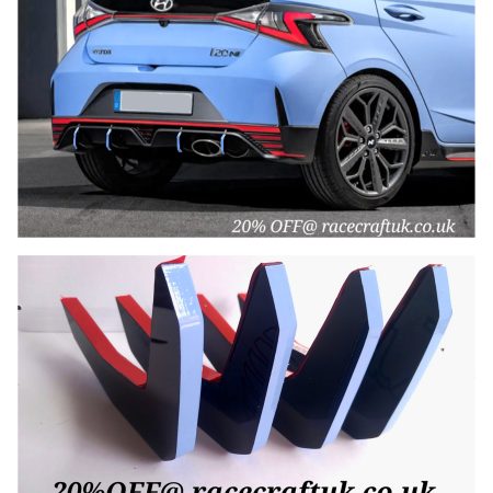 Hyundai i20 N 1.6T DGi DIFFUSER FINS EXTENSIONS AGRESSIVE STYLE i20 N 1.6T GDi diffuser fins X4 PERFORMANCE BLUE TRIM